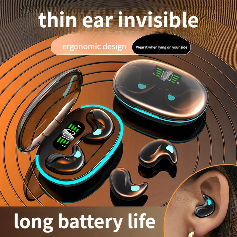 NEW Arrivals Wireless Earphones Feature Painless Wearing for Long Hours, High - Quality Heavy Bass Sound, Cool Lighting, Smart Digital Display, and Long Battery Life, Transparent Canopy.