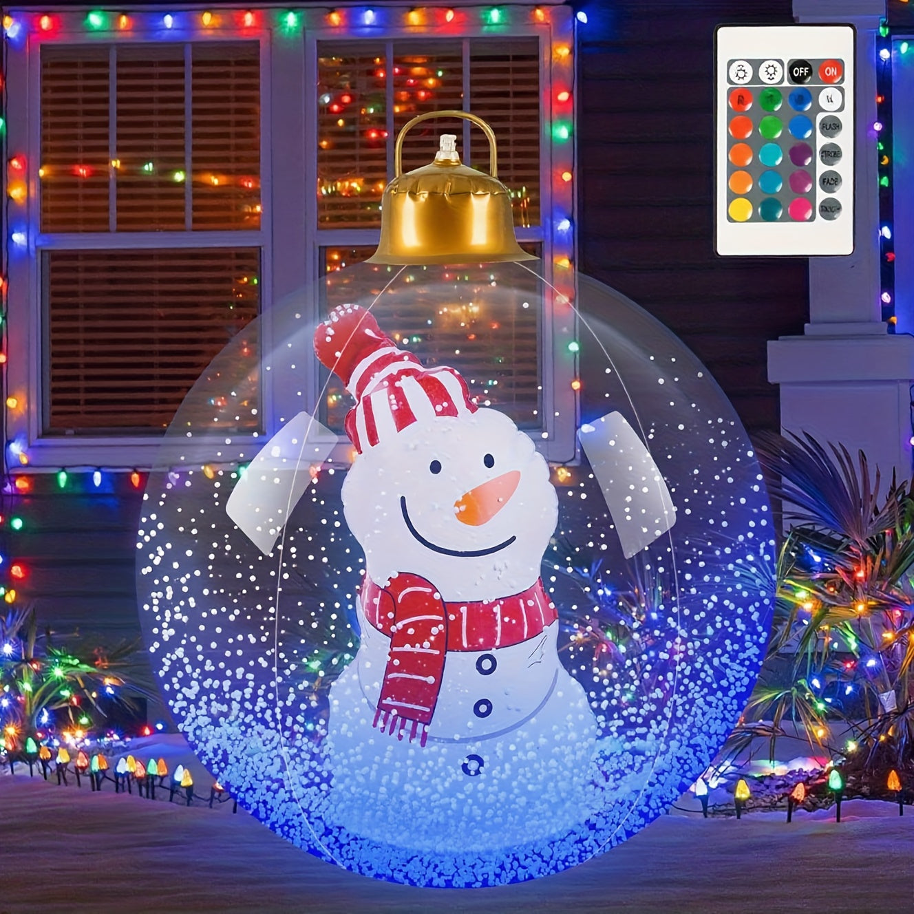 NEW 60.98cm Light Up Christmas Ball Christmas Tree Outdoor Inflatables with LED Light PVC Decorated Ball Xmas Blow Up Ball for Garden Yard Porch Christmas Holiday Decor, Christmas Balloon Arch, Winter Wonderland Decorations,