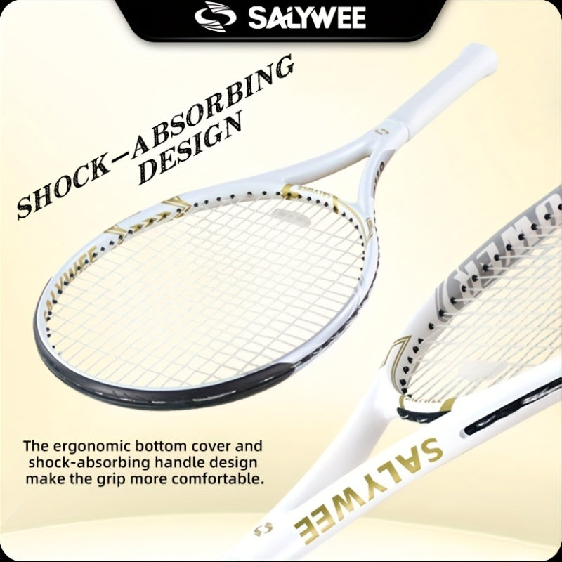 NEW 1 Set + Balls + Bag  Explorer Pro Carbon Fiber Unisex Tennis Rackets, White Available, One-Piece Construction, Pre-Strung Pattern 16x19, Approx. 260g, 102  Racquet Head Size, Free Racquet Bag & Vibration Dampener, for Int