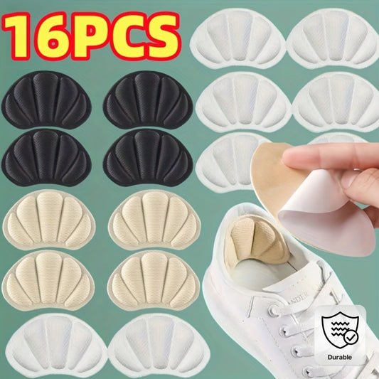 16 PCS Set Self-Adhesive Heel Pads - Memory Foam Cushioned Insoles, Non-Slip Shock-Absorbing Shoe Inserts, Anti-Blister Protection, Thick Cushioning for Heels, Sneakers, Boots - No Glue Needed, Fits Men & Women's Shoes - Idea