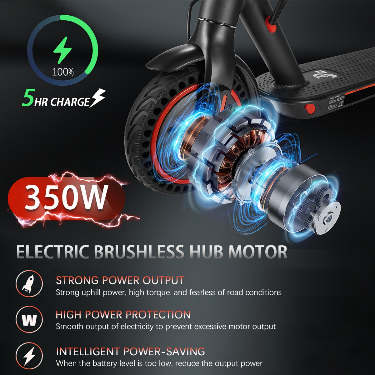 8, 5-inch Adult Folding Electric Scooter With LED Display Screen, Motor Power Range Of 350W, A-grade 10, 4Ah Lithium Battery, 3 Speed Modes, 15-30 Mile Range And 120kg Load, With Car Lock