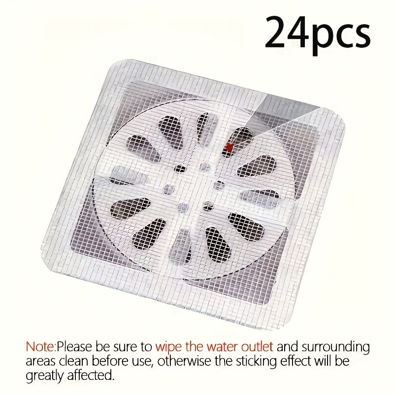 24 PCS Set Bathroom Hair Filter, Toilet Sewer Filter, Kitchen Anti-Clogging and Insect-Proof, Self-Adhesive Floor Drain Sticker