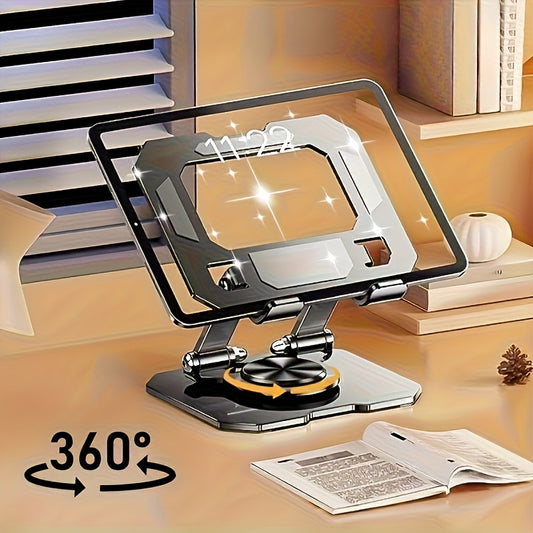 NEW Silvery Tablet Stand, Desktop Live Streaming Phone Holder with a 360° Rotating Base, Designed with a Sturdy Metal Structure for a Secure Grip, Compatible with Various Tablets And Smartphones, Multifunctional Mounting Dev