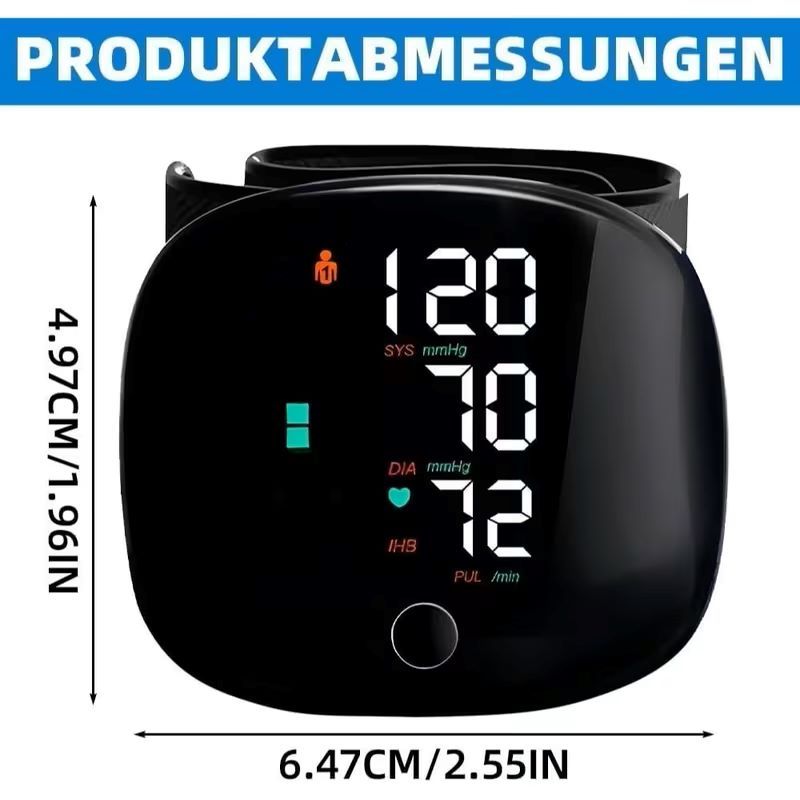 Digital Blood Pressure Monitor with Pulse Detection Function - adjustable wristband, soft LCD display, battery powered, easy to use for adults and teenagers, voice broadcast function, blood pressure wristband