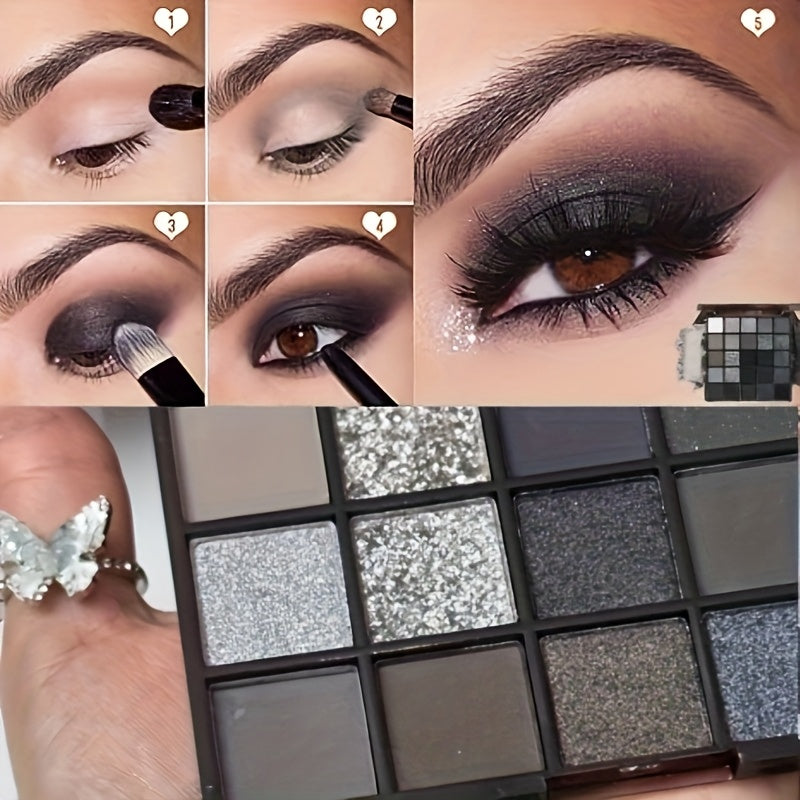 25-Color Black Swan Eyeshadow Palette, Black Smoky Eyeshadow Palette, 25-Color Pure Black And Dark Gray Smoky Gothic Makeup Palette, 925 Soft Matte Micro-Shimmer High- Basic Black And White Gray Eyeshadow, Suitable for Hallow