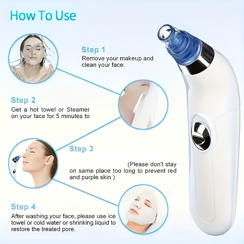 4-in-1 Set Electronic Multifunctional Portable Electric Exfoliator, Facial Pore Acne Cleansing Device for Gentle and Safe Exfoliation and Oil Removal, Gift for Friends, Men and Women