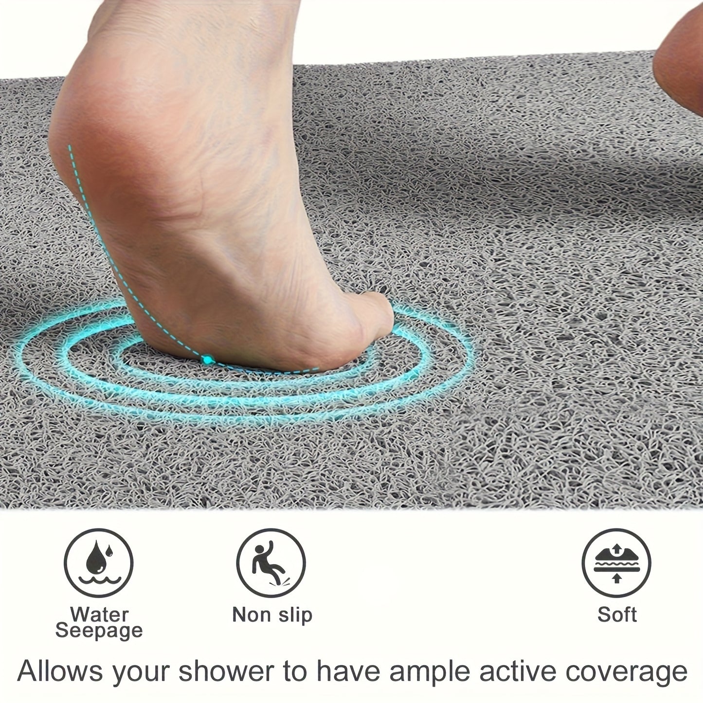 5 Colors Extra Large Non-Slip Shower Mat - Heavy-Duty 2100-2500gsm Thick 0.4in/1cm Thick, 21x21 Inch (53x53cm) Bath Mat with Foaming Loofah Base, Shower, Tub - Easy-clean Surface, Shower Mat Non Slip, Durable Plastic