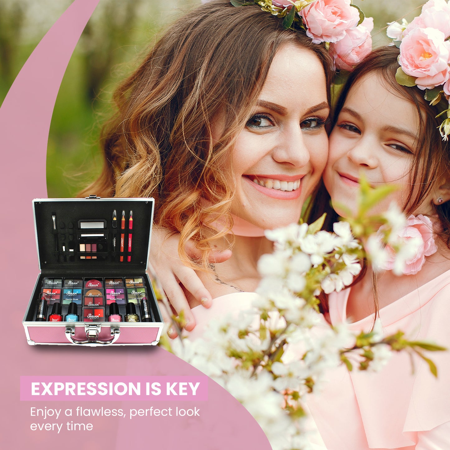 82 PCS Full Set  Beauty Hot Pink Makeup Luxury Vanity Case – Makeup Kit for Teens and Women with Eyeshadow, Blusher, Lipsticks and Nail Products – Fun Celebrities Travelling Makeup Cosmetics Vanity Case for Girls