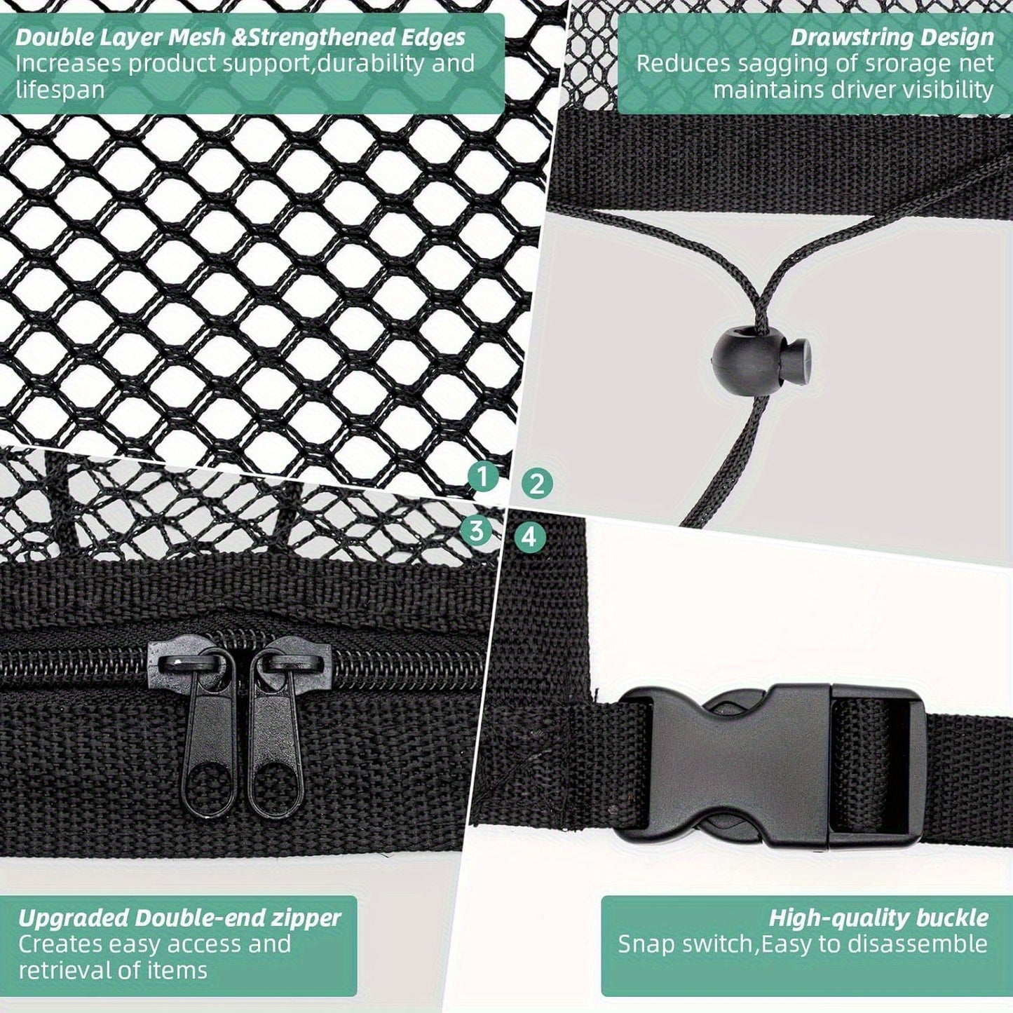 Adjustable Double-Layer Mesh Roof Storage Bag - Suitable for Suvs, Camping, And Trucks, Made of Durable Polyester Material, Featuring Secure Fastening Straps, Car Canopy Organizer