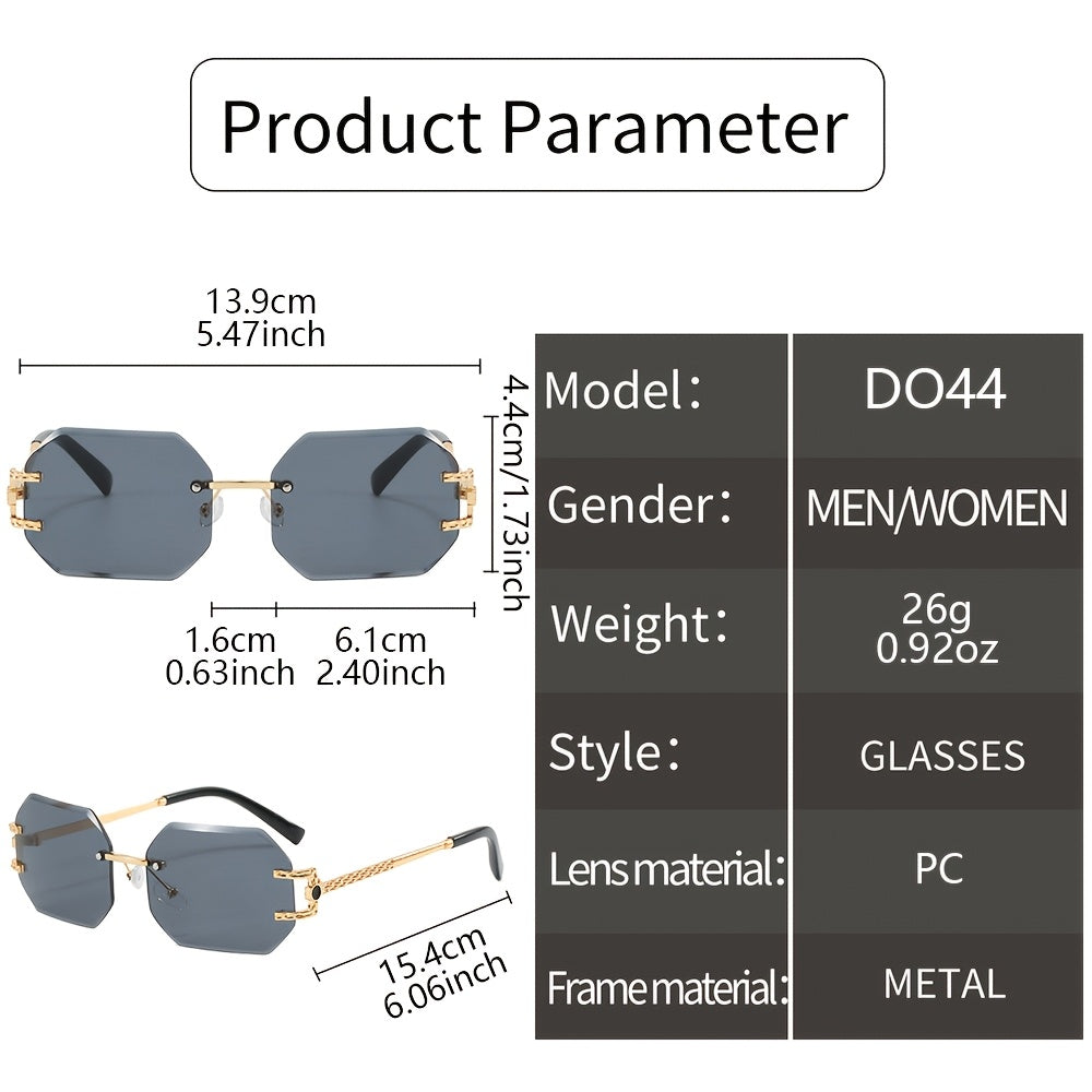 Just Arrived Women's Y2K Metal Fashion Square Rimless Fashion Glasses for Daily Casual Street Snap Selfie Trendy Personality Minimalist Decorative Fashion Glasses for Travel Beach Camping.