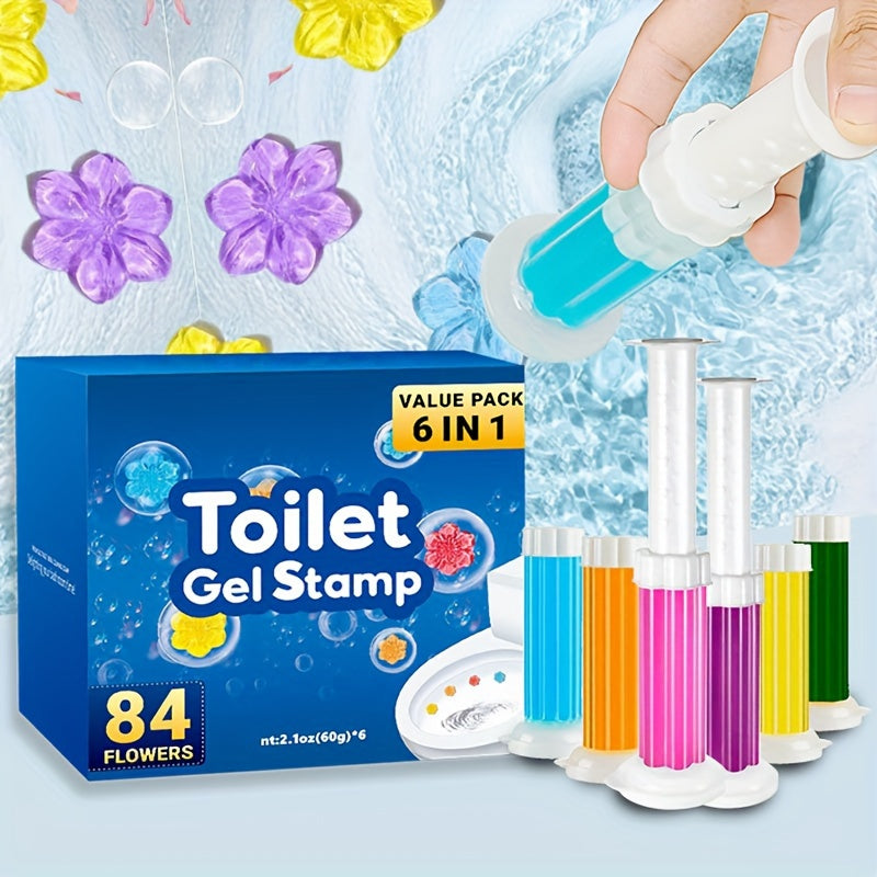 NEW Arrivals 6 PCS Set Flower Toilet Gel Stamp | 6 Packs Toilet Scent Fresheners | Toilet Fresheners Gel Toilet6 Packs Toilet Gel Stamp Bathroom Toilet Accessories