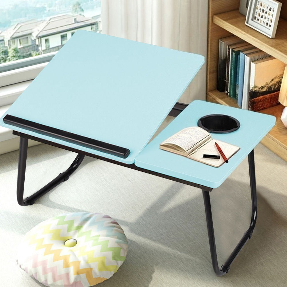 Laptop Desk Laptop Bed Table with Foldable Legs and Cup Slot, Reading Holder Notebook Stand with Adjustable Height Angle, Laptop Bed Tray for Bed Sofa Breakfast Work Study Reading