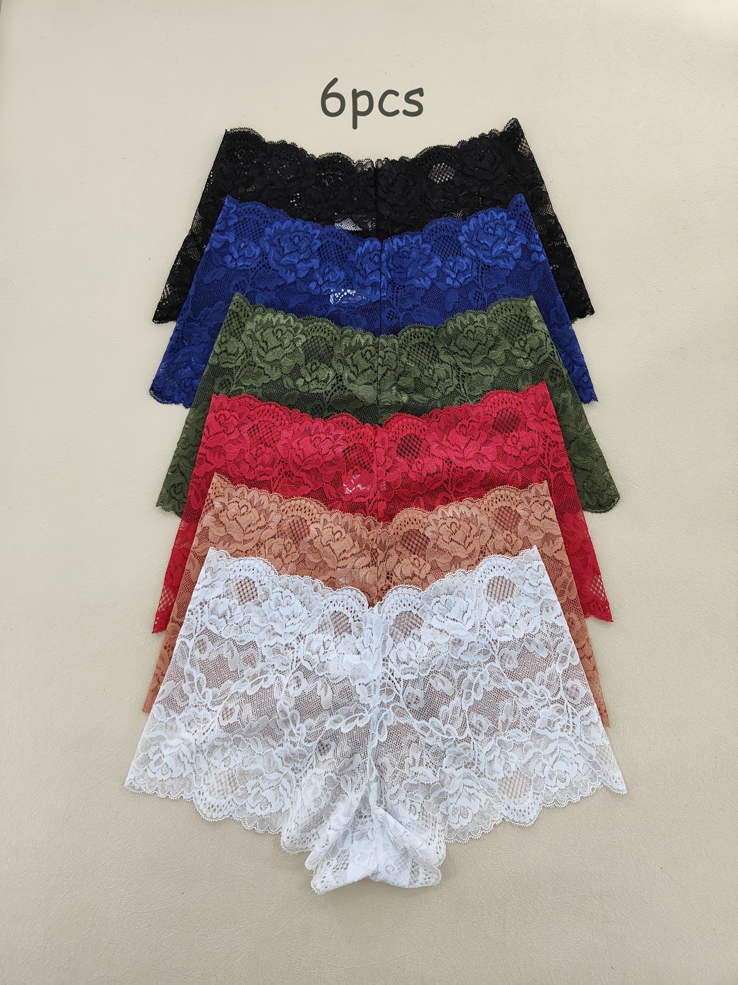 UK (8-18) Size Women's Lace Trim Stretch Panties 6 PCS Set Sexy Briefs Women Underwear Lingerie Apparel Accessories
