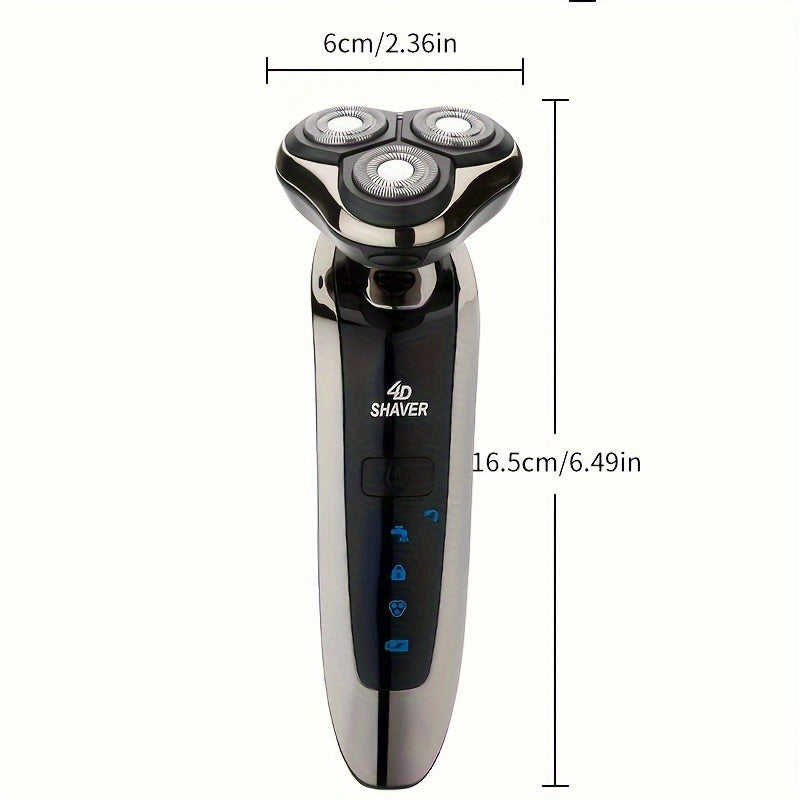 Rechargeable 3-Head lectric Shaver for Men, standard or Multi-Functional Grooming Kit withOptional Nose/Sideburn Trimmer & Cutting Head, suitable for Men's Shaving, Kids' Haircutsand Women's Body Hair Trimming