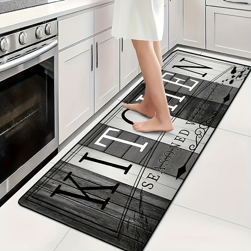 Extra Long Kitchen & Dining Mat | Modern & Italian Text Design, Machine Washable, Durable Polyester, Easy-Clean Rectangular Floor Mat for Kitchen, Living Room, Laundry Room