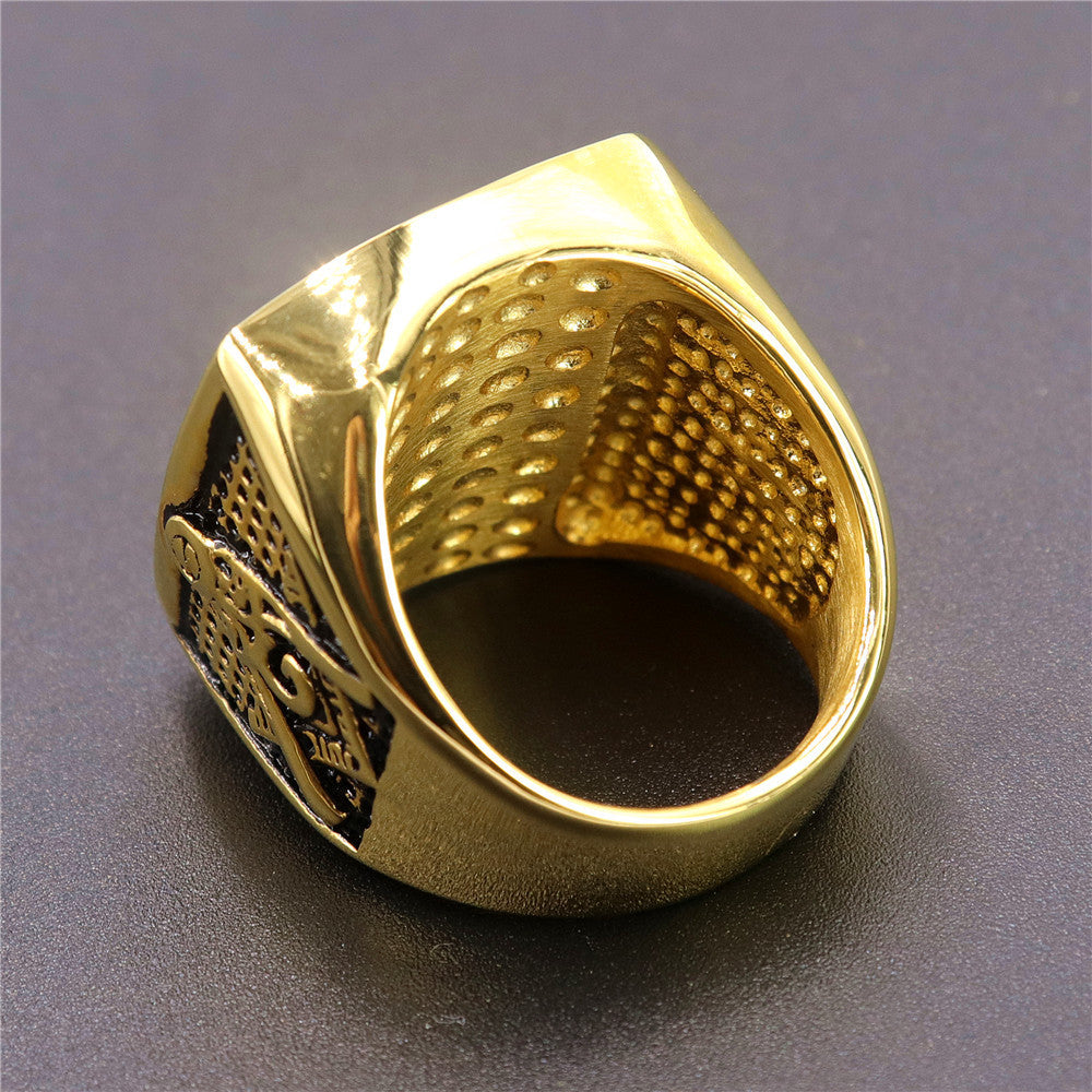 Illuminati Secret Society Men's Fashion Ring, Freemason All-Seeing Eye Design, 304L Stainless Steel Material, Hypoallergenic, Suitable for Daily Wear, Parties, and Ceremonies