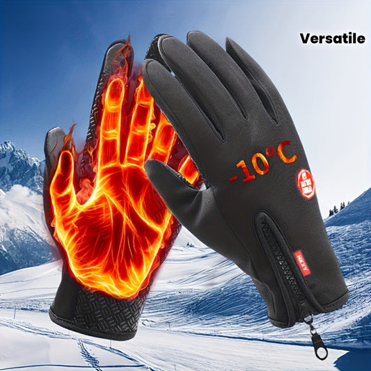 S-XL Size Autumn and Winter Sports Touchscreen Fleece-Lined Gloves for Men and Women, Versatile Outdoor Ski Snowboard Cycling Running Warm Gloves Sports Apparel Accessories