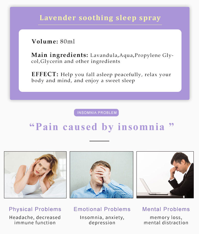 1pc Lavender Sleep Spray - Room Pillow Spray For Deep Sleep - 80ml Anti-Stress Relaxing Spray