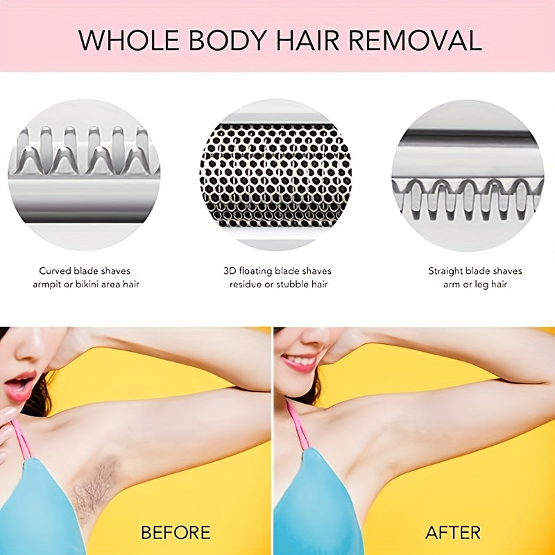 4-In-1 Set Women's Electric Hair Removal Device / Multifunctional Electric Hair Removal Kit for Women / Bikini Trimmer for Women / USB Rechargeable / Hair Removal for Eyebrows, Nose, Face, And Legs / Portable, Gentle, Perfect