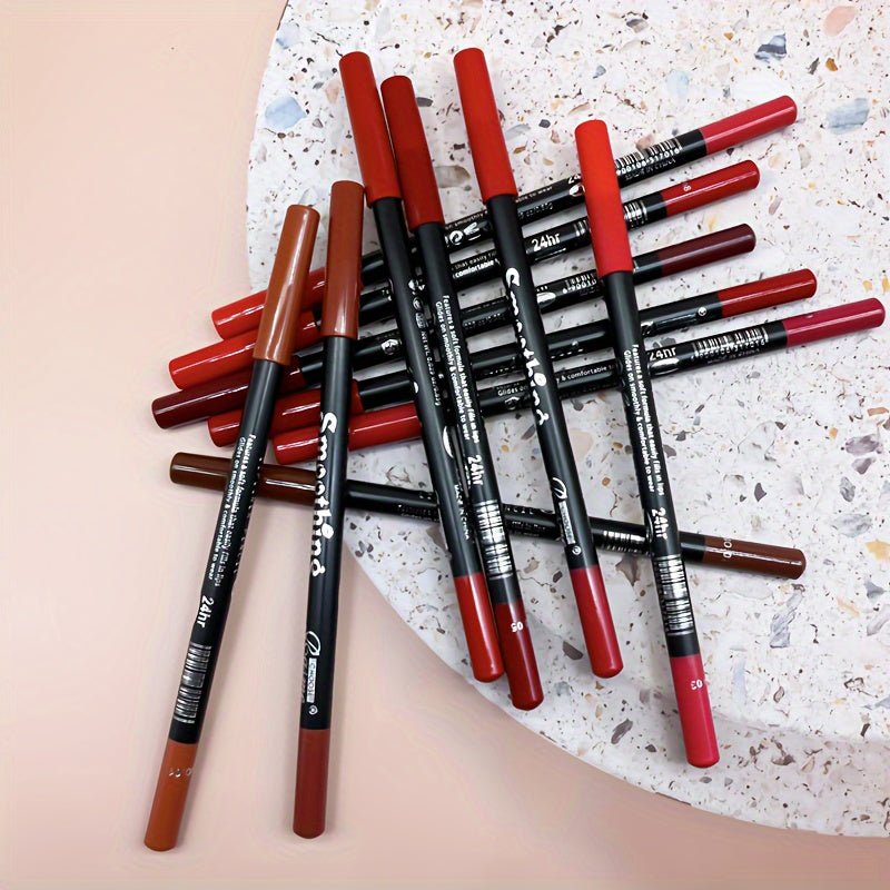 12 PCS Set Long-Lasting Lipstick Set, Lip Liner Pencil And Matte Lip Gloss For Women, Valentine's Day Gifts Mother's Day Gift Girls Cosmetic Accessories