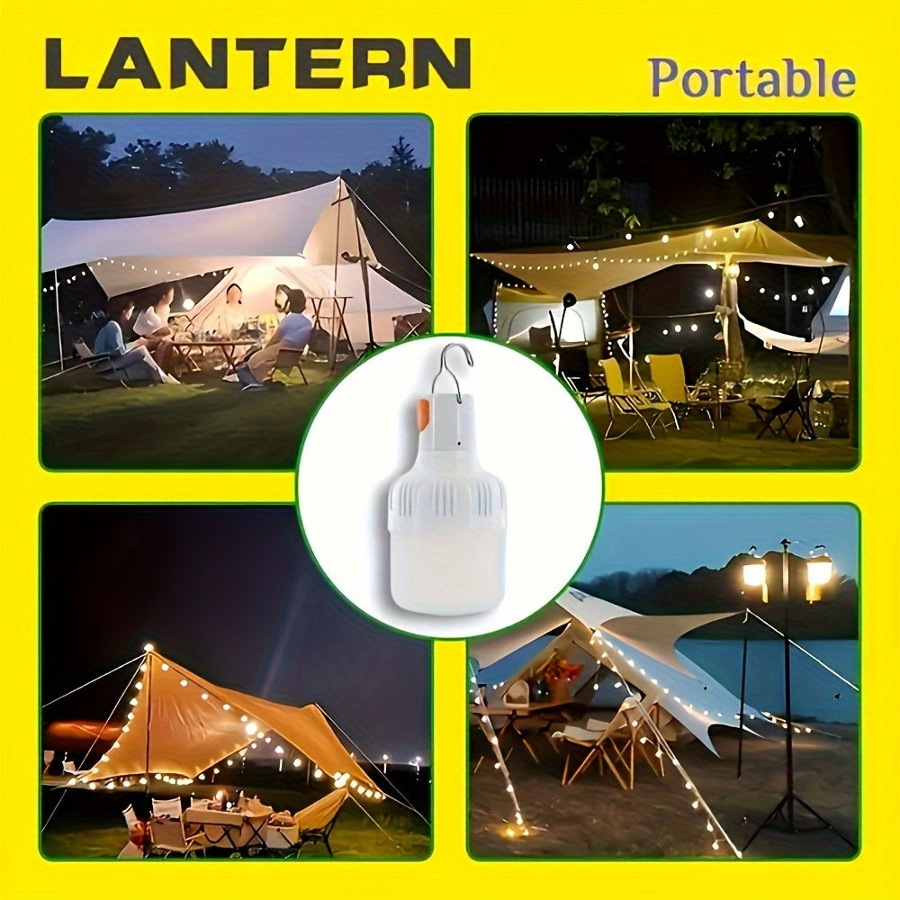 4 PCS Set Rechargeable LED Camping Bulbs, USB-Charging Portable Lanterns, High-Brightness Lighting with Hooks for Camping, Fishing, Yard, Street Vending, Emergency & Commercial Use