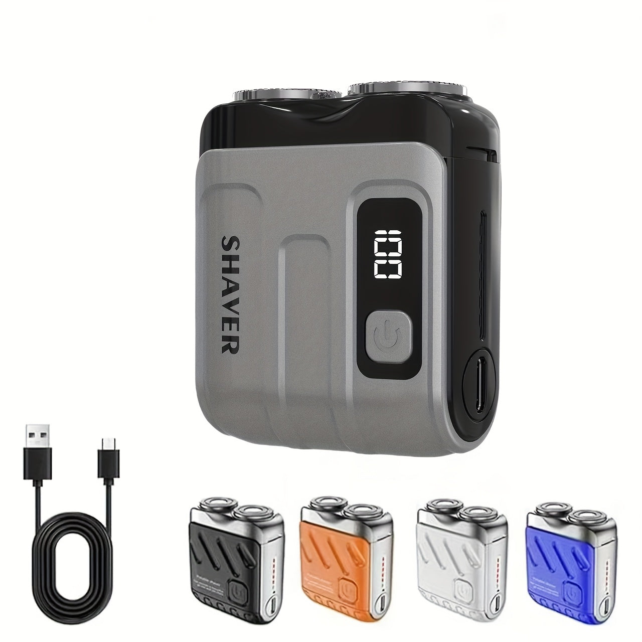 New Upgraded Mini Electric Portable Dual Blade Floating Men's Electric Shaver with Digital Display, Five Color Options, Clean Shaving, USB Charging, Travel Business Trip Hotels Men Grooming Tools