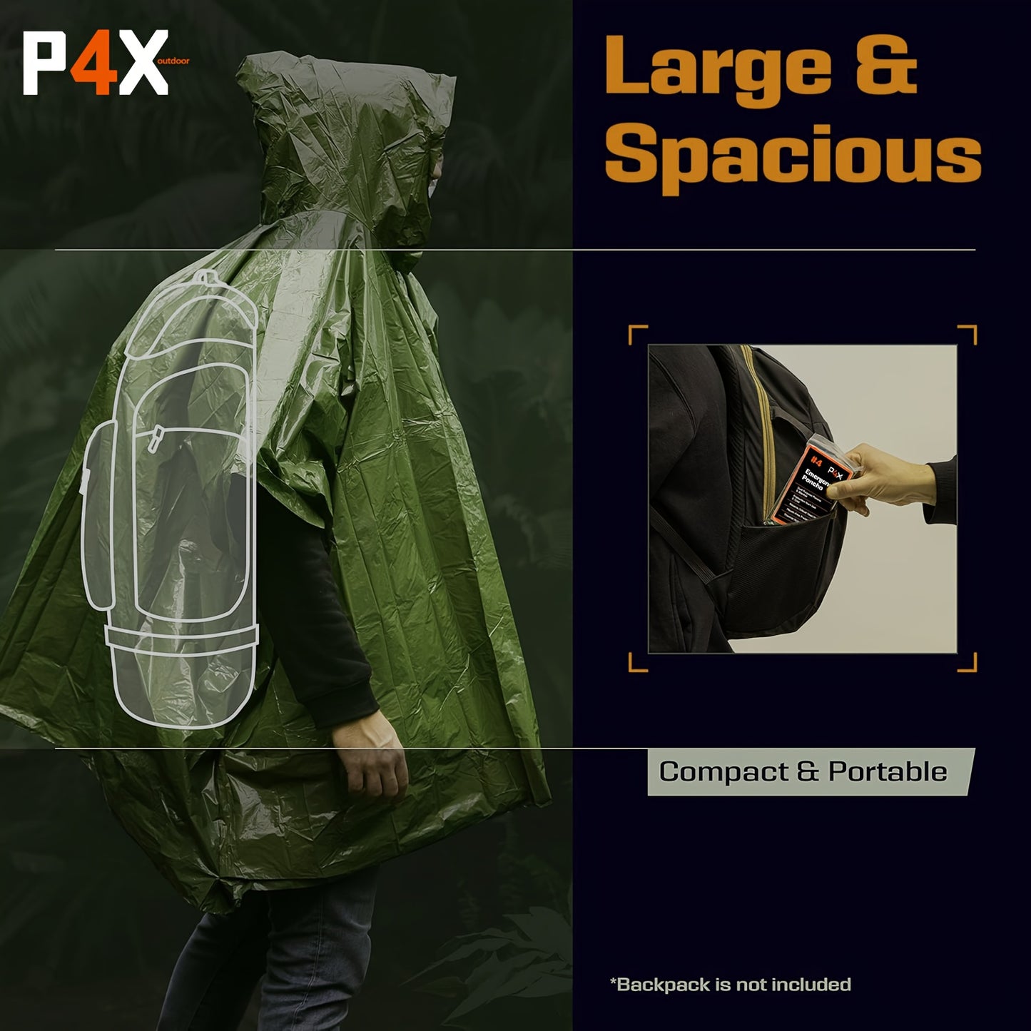 3 PCS Set Emergency Cloak PE Film Reversible Insulating raincoat blanket, insulating emergency blanket, reflective design for enhanced visibility, outdoor camping survival equipment, car survival blanket, essential for travel