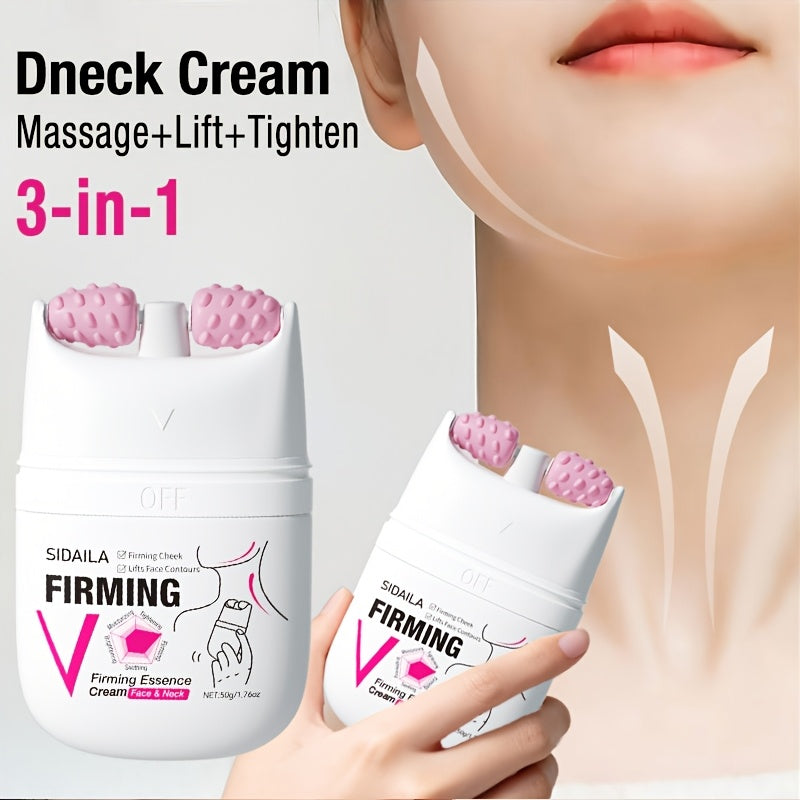 Instant Lifting & Firming Neck Cream 3-in-1 Wrinkle Cream for Neck & Face, Skincare, Lifting, Firming, Smoothing, Minimizes Wrinkles/Fine Lines. Combined with V-Shaped Massage Roller Balls to Accelerate Absorption and Smoothn