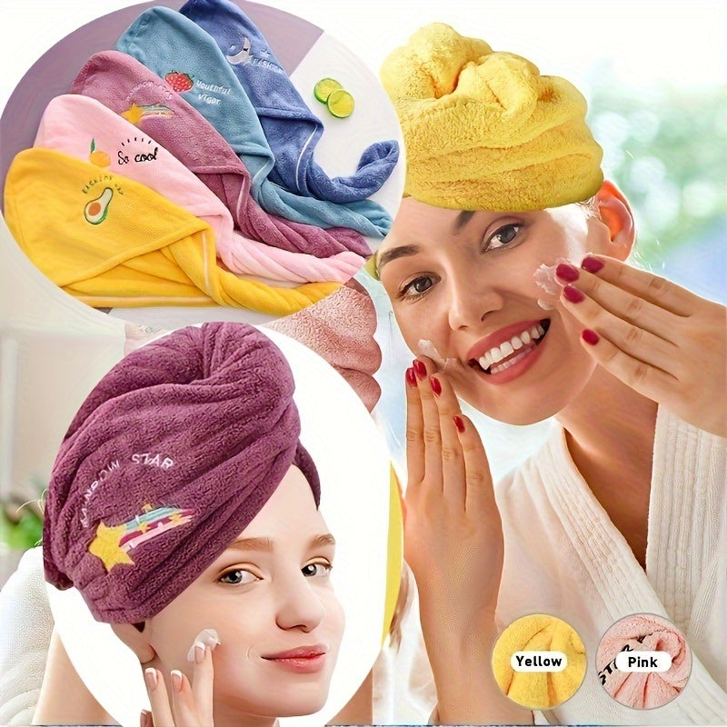 Magic Microfiber Hair Drying Towel - Quick-Dry Super Absorbent Shower Cap & Turban, Soft Polyester Bath Hat with Button Closure, Multi-Color Options Women Hair Care Accessories