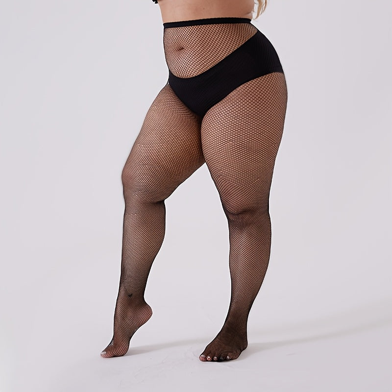 4 PCS Set For Curvy Ladies Plus Size Fishnet Tights, Stylish Openwork Mesh Stockings, Ideal for Everyday Spring Wear for Women Underwear Apparel Accessory Sets