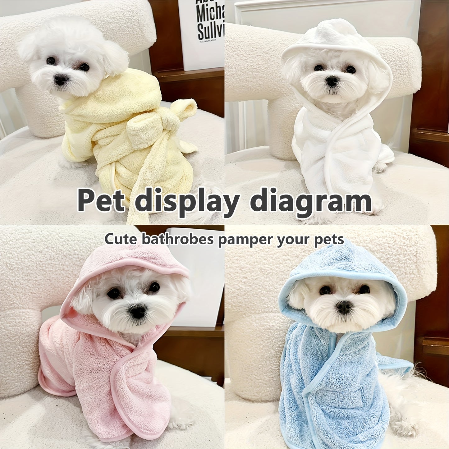 7 Colors Ultra-Soft Quick-Dry Pet Bathrobe for Small & Medium Dogs & Cats - All-Season Lightweight Design with Safety Closure, Easy-Button Entryway, Machine Washable, Cozy Fleece-Lined for Warmth, Pet Wash-Robe, Cozy Fleece L