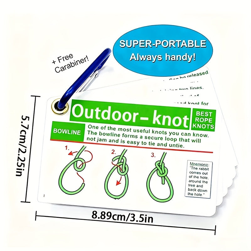 NEW Outdoor Knots Reference Guide - Includes 23 Various Rope Knots, with Mini Storage Clip, Perfect for Wilderness Bushcraft Sports Survival Kit, Kayak Boating, Camping, And Sport Emergencies