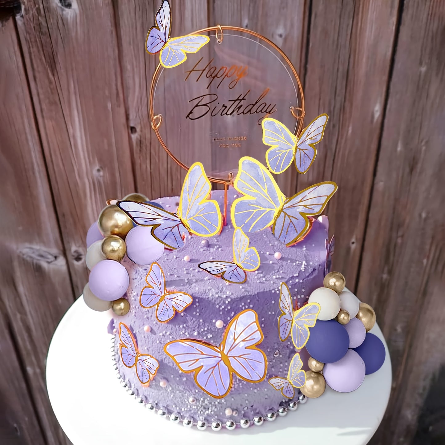 31pcs Purple Butterfly Cake Decorations with Golden Glitter Accents - Elegant Birthday Party Supplies for Baby Showers, Bridal Showers, Ladies' Theme Celebrations, Butterfly Cake Decorations, Celebration Dessert Decor, Prince
