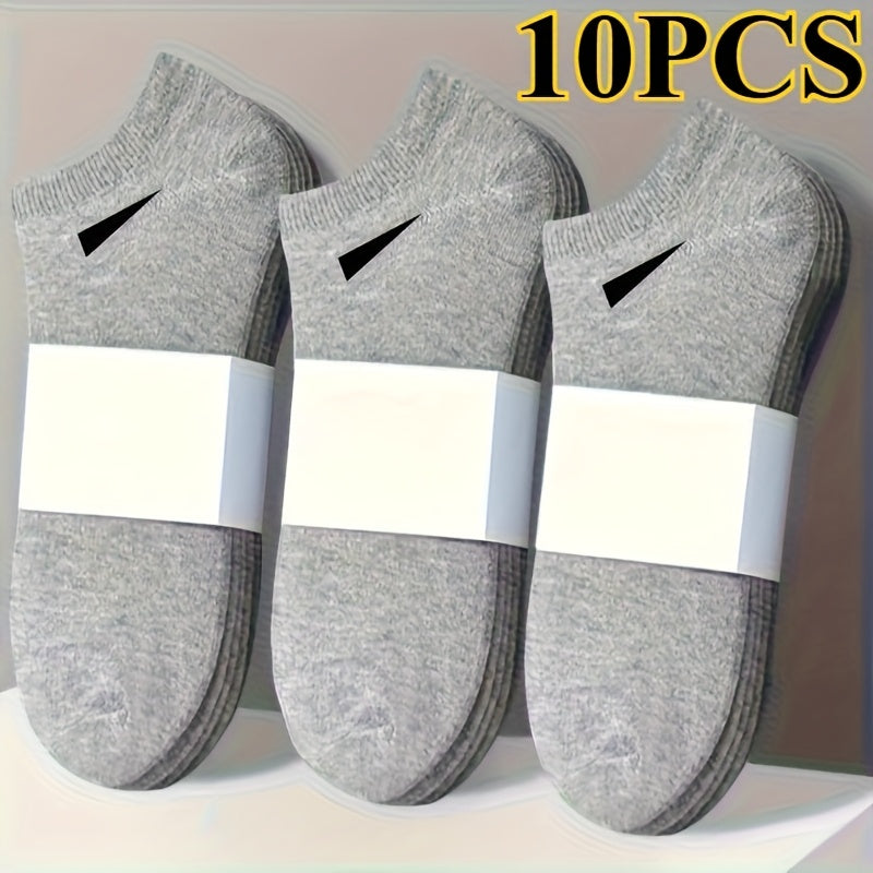 10 PCS/5 Pairs Set Women's Casual Plain Socks, Breathable And Comfortable Sweatproof And Odor Proof Low Top Ankle Socks, Four Seasons Women's Socks, Simple Design, Comfortable Experience, Casual Socks Make It Easy for You to