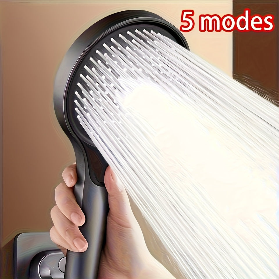 NEW Arrivals High-Pressure Handheld Shower Head with 5 Modes | Durable Baked Paint End, No Batteries Required, Suitable for Bathrooms, Hotels, Camper Vans, Universally Applicable
