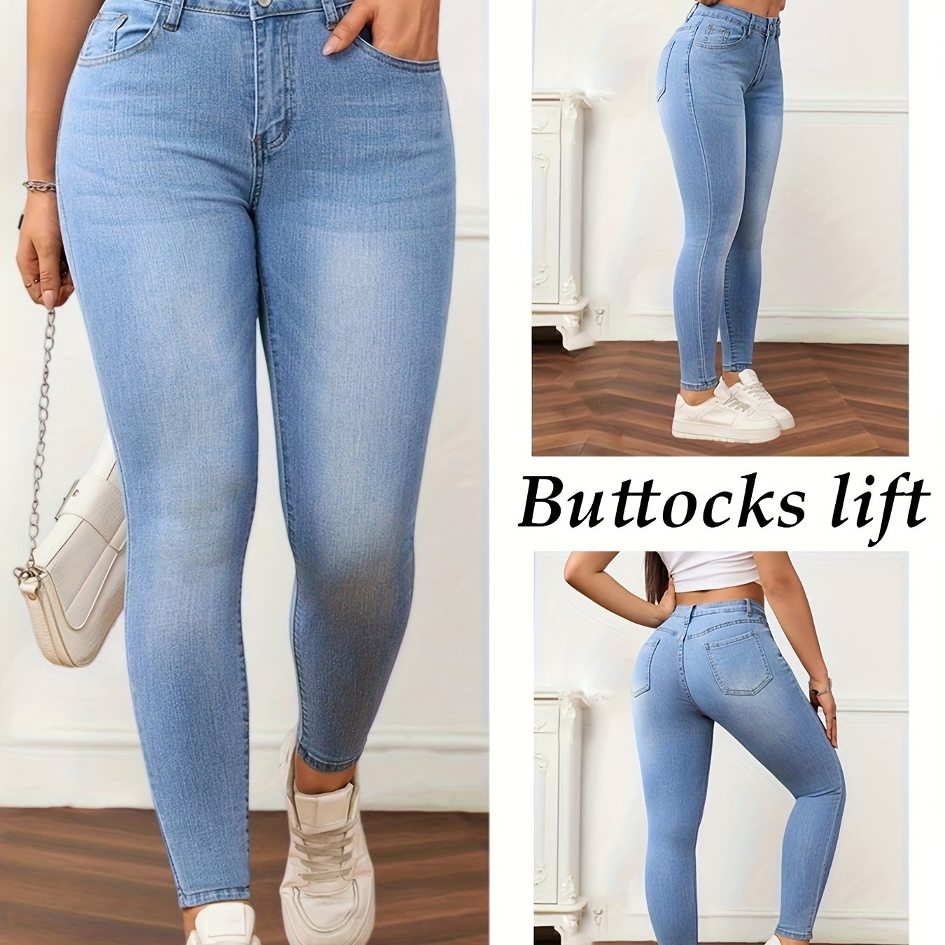 NEW UK Size Women Denim Blue Jean Pants Stylish Skinny Jeans with a Cat Whisker Design Girls Casual Streetwear Clothing