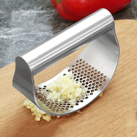 4 Colors Stainless Steel Garlic Press - Manual Garlic Crusher with Ergonomic Handle, Durable Kitchen Tool for Crushing Garlic, No Electricity Needed, Easy to Clean, Perfect for Home Cooking, Garlic Crusher for Kitchen, Cookin
