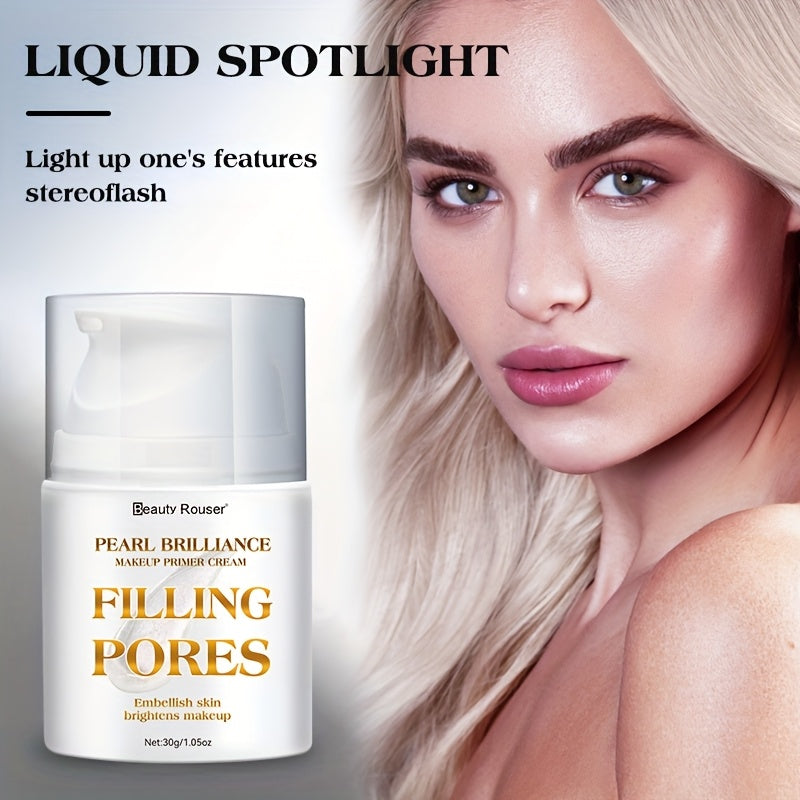 Beauty Rouser Pearl Korean Beauty Makeup Primer, Flawless Shine, Pore Filling, Oil Control Vitamin E, Long-Lasting, Moisturizing Pre-Makeup Cream, 1.4 Fl Oz (40ml) - Transparent, Non-Greasy, Smooth Texture for Flawless Makeup