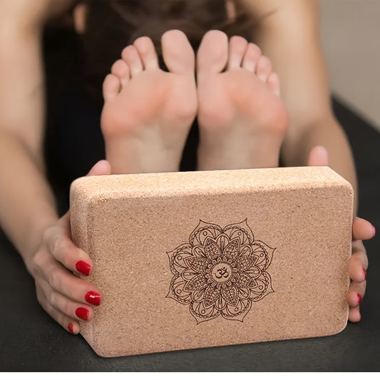 1pc Cork Wooden Yoga Brick, High-Density Yoga Block, Suitable For Dance Training, Leg Pressing, Indoor Fitness Home Gym Accessories