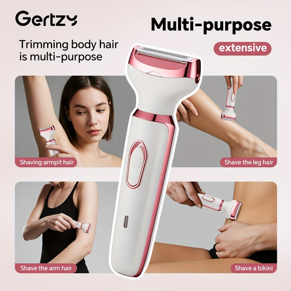4-In-1 Set Rechargeable Electric Shaver for Women - Trimmer for Face, Nose, Legs, Underarms, And Bikini Area - Suitable for Wet And Dry Use, Pain-Free Grooming Set - Compact And Rechargeable, Perfect Gift