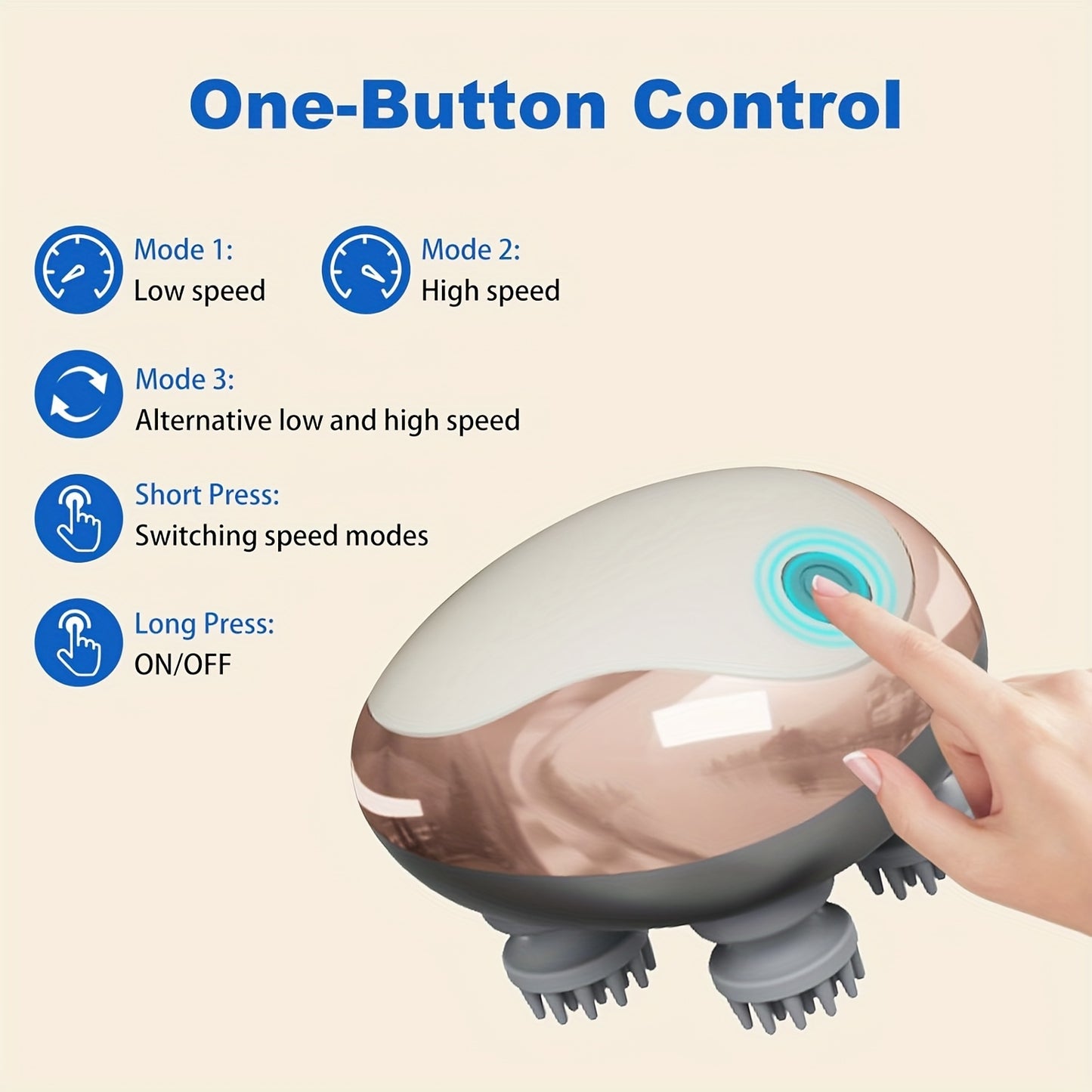 3 Colors Handheld Portable Scalp Brush And Comb, an Electric Scalp Massager with 4 Massage Claw Heads, a Rechargeable Electric Head Massager with Vibrating Scalp, Featuring 96 Kneading Nodes, Suitable for Both Humans And Pets