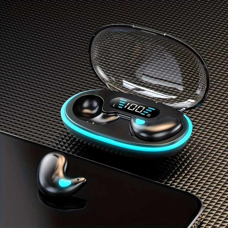 NEW Arrivals Wireless Earphones Feature Painless Wearing for Long Hours, High - Quality Heavy Bass Sound, Cool Lighting, Smart Digital Display, and Long Battery Life, Transparent Canopy.