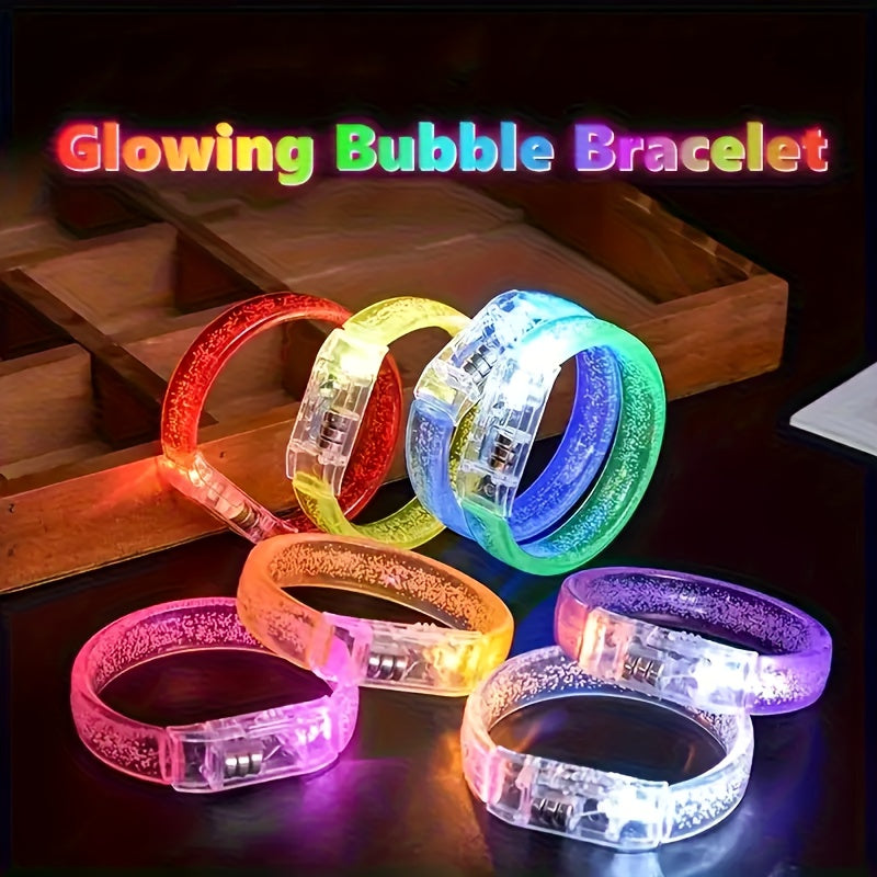 8pcs LED Glow-in-the-Dark Bracelets - /Blacklight Activated Neon Party Chains, Multi-Color LED Light Up Bracelets with Button Batteries Included - Glow Under UV Light for Concerts, Clubs, Birthdays, Carnivals - Perfect for Gr