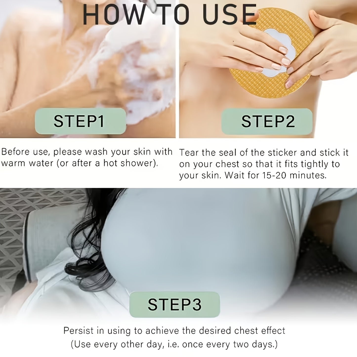 4 PCS Set of Instant Lift And Firm Breast Patches, Providing Intense Hydration And Deep Nourishment, Making The Skin on The Breasts Softer And More Hydrated, Infused with Aloe Vera And Hyaluronic Acid, Suitable for All Skin T