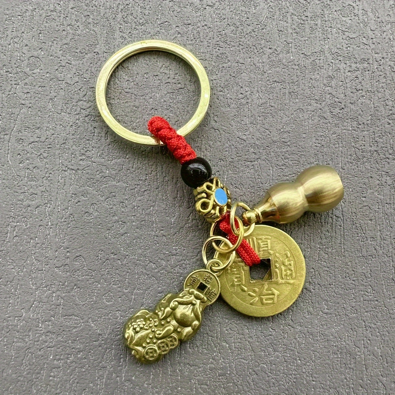 Good Luck Wealth Health Keychain Feng Shui Wealth Keychain - Car/ for Good Luck &, Chinese Auspicious Gift for Wealth Attraction (Pi Xiu Hulu Gourd Key)