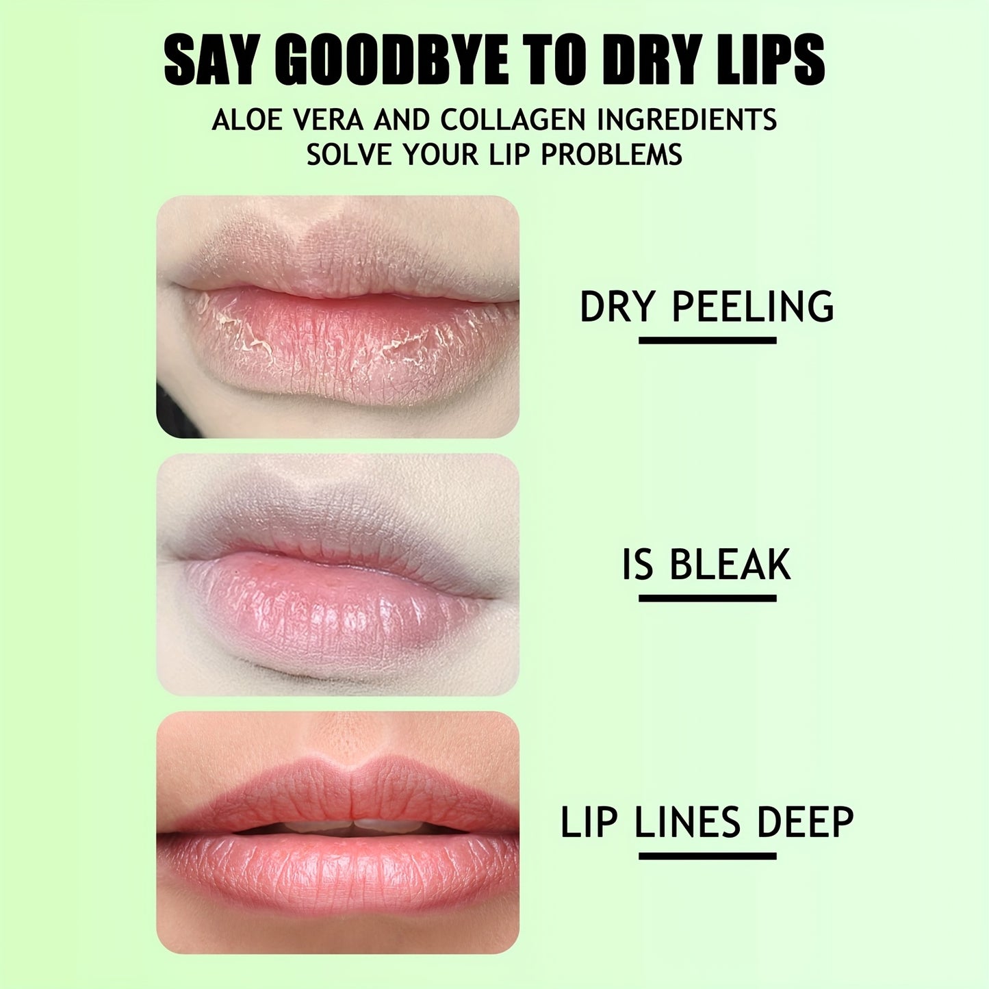 10 PCS Set Natural Aloe Vera & Collagen Lip Masks for Women - 30-Minute Deep Hydration, Plumping & Moisturizing with Aloe Essence, Collagen & Vitamin C, Soft Adhesive Film for Smooth Lips