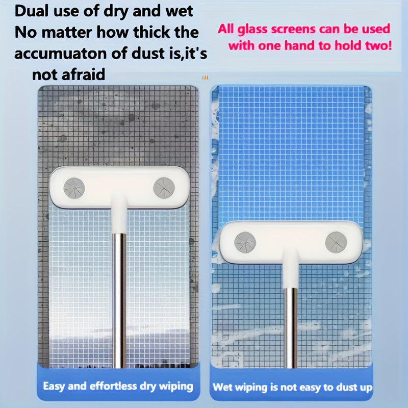 Magic Window Cleaning Brush, Retractable Handle Screen Cleaner, Reusable Pet Hair Remover, Household Cleaning Tool, Cleaning Supplies, Cleaning Accessories,  Home Maintenance, Window Cleaning, Compact Design, Ergonomic Handle