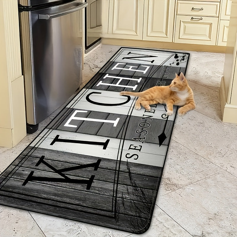 Extra Long Kitchen & Dining Mat | Modern & Italian Text Design, Machine Washable, Durable Polyester, Easy-Clean Rectangular Floor Mat for Kitchen, Living Room, Laundry Room