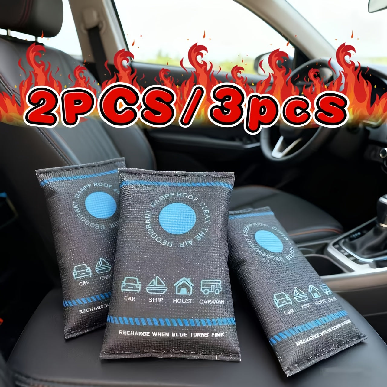 2pcs/3pcs Dehumidifier Packs for Home, RVS, Cars, and Boats | Silicone Moisture Absorbers, No Electricity Needed