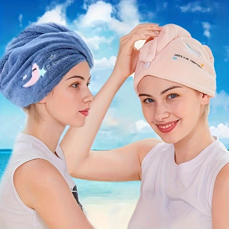 Magic Microfiber Hair Drying Towel - Quick-Dry Super Absorbent Shower Cap & Turban, Soft Polyester Bath Hat with Button Closure, Multi-Color Options Women Hair Care Accessories